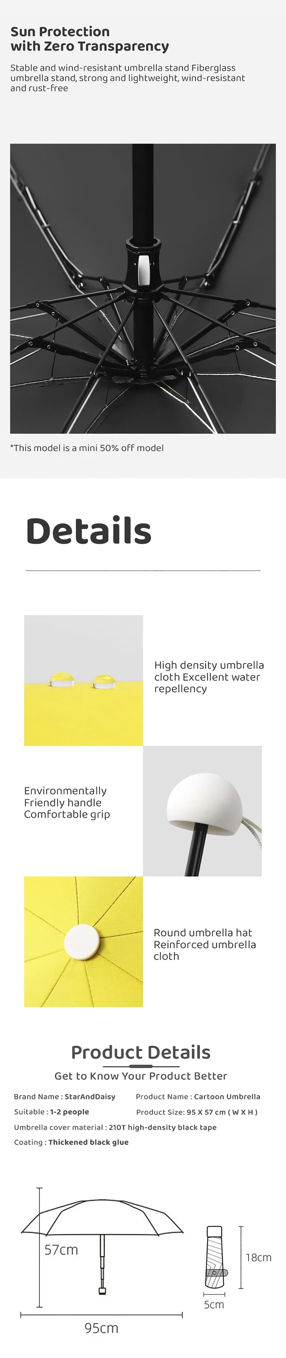 5-Fold UV Protect Kids Umbrella with Rain, Windproof & Sun Protection