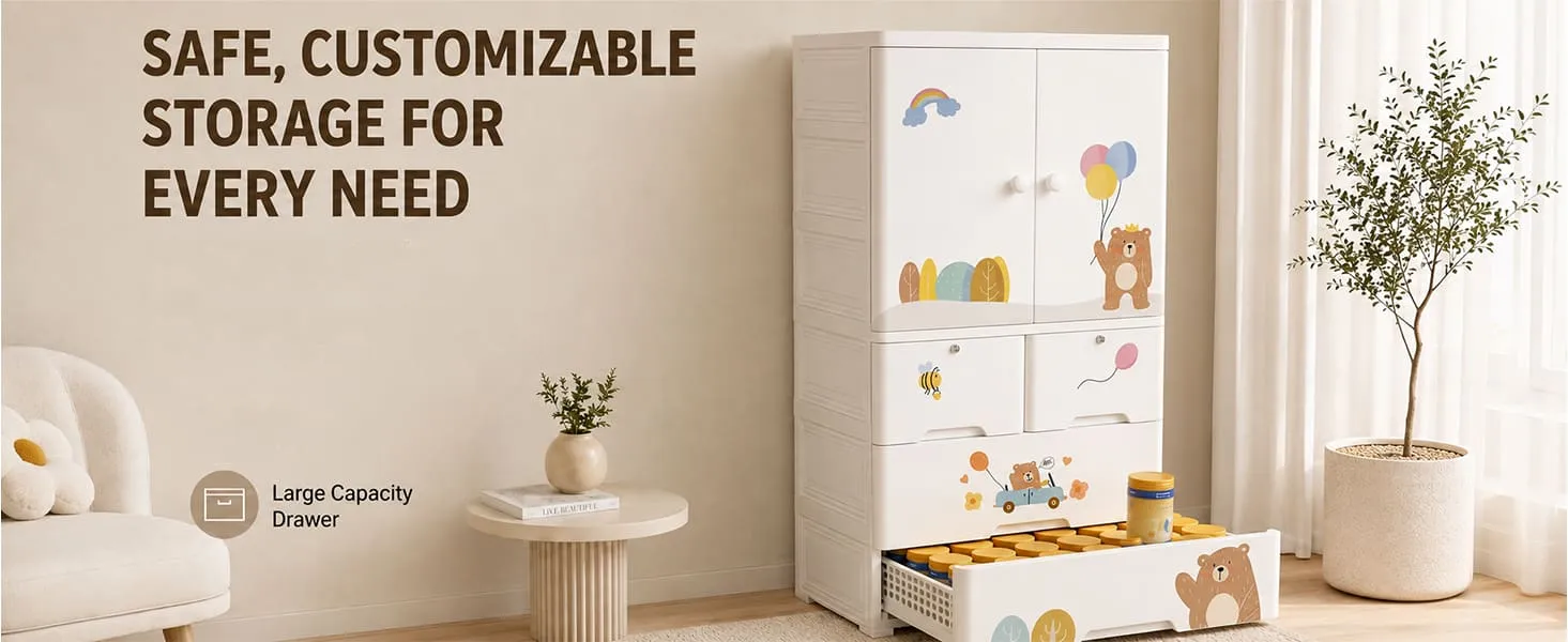 StarAndDaisy Kids Wardrobe for Children with Spacious Storage and Multi-Shelf Organizer
