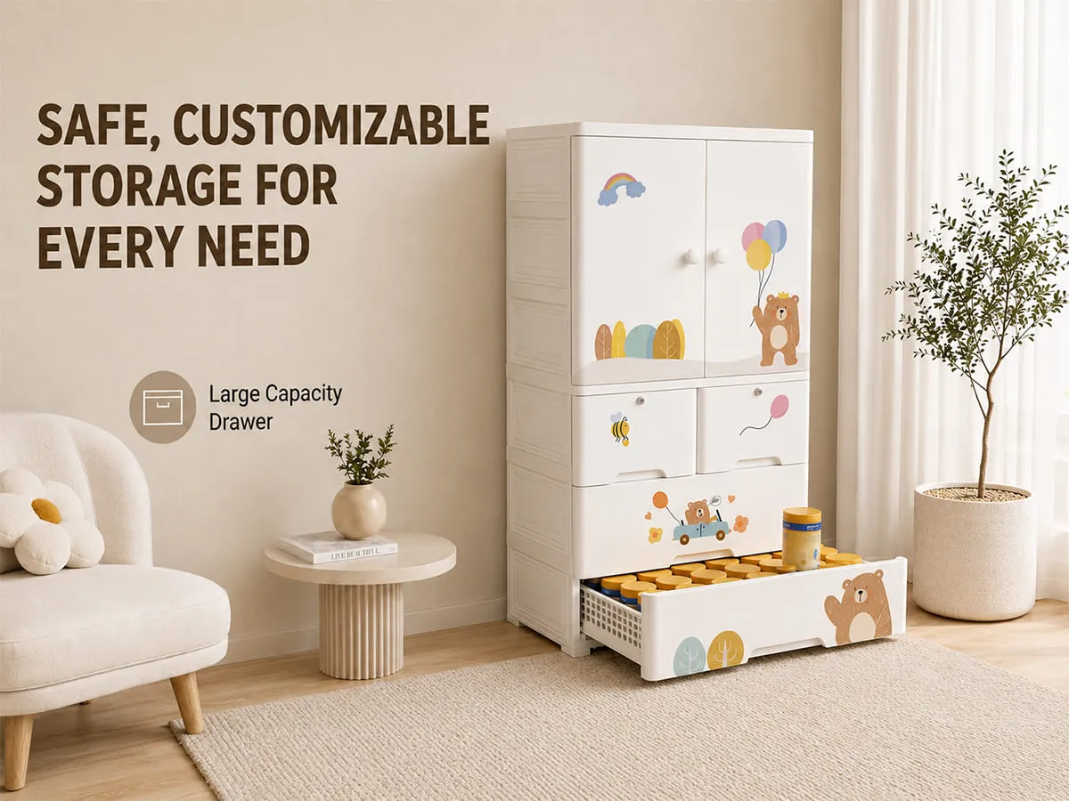 StarAndDaisy Kids Wardrobe for Children with Spacious Storage and Multi-Shelf Organizer