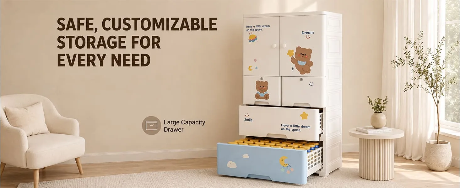 StarAndDaisy Kids Wardrobe for Children with Spacious Storage and Multi-Shelf Organizer