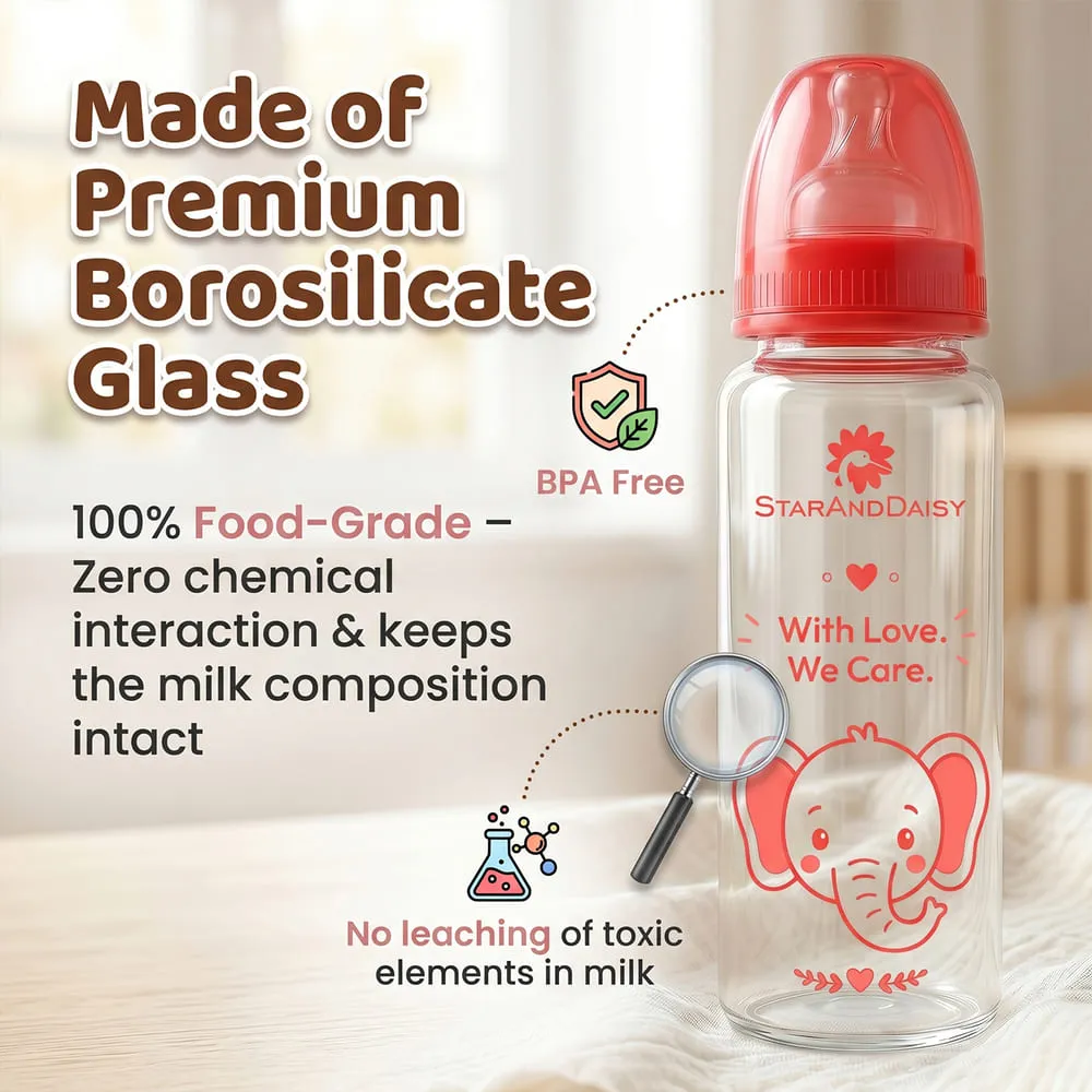 Baby Bottle Glass-Red