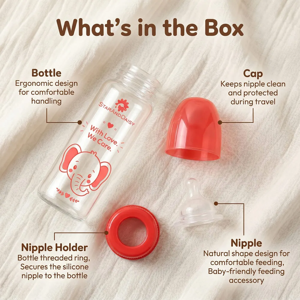 Baby Bottle Glass-Red