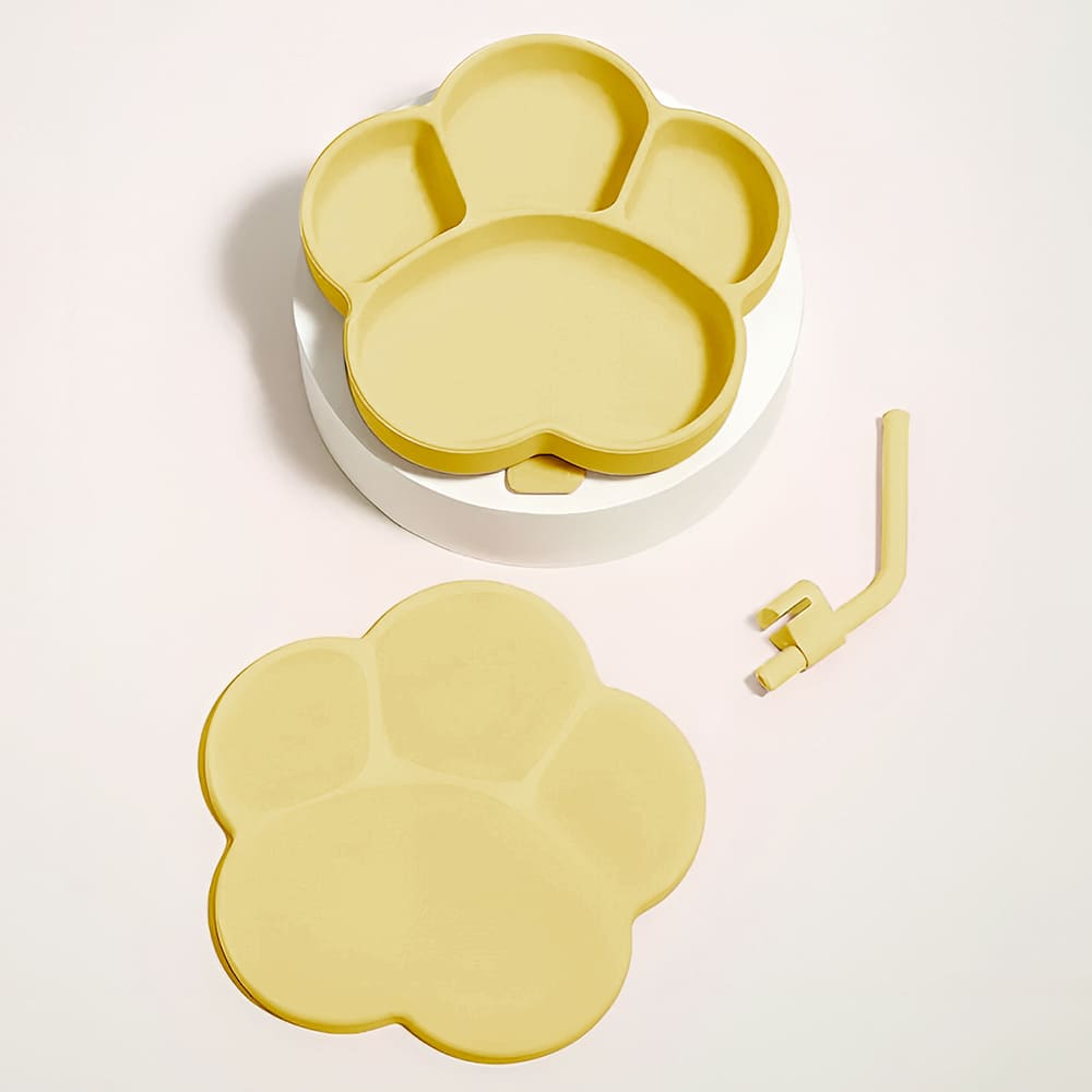 Food Grade Silicone Feeding Plate - Comfortable for Baby High Chair Slip Resistant Plate for Kids - Yellow