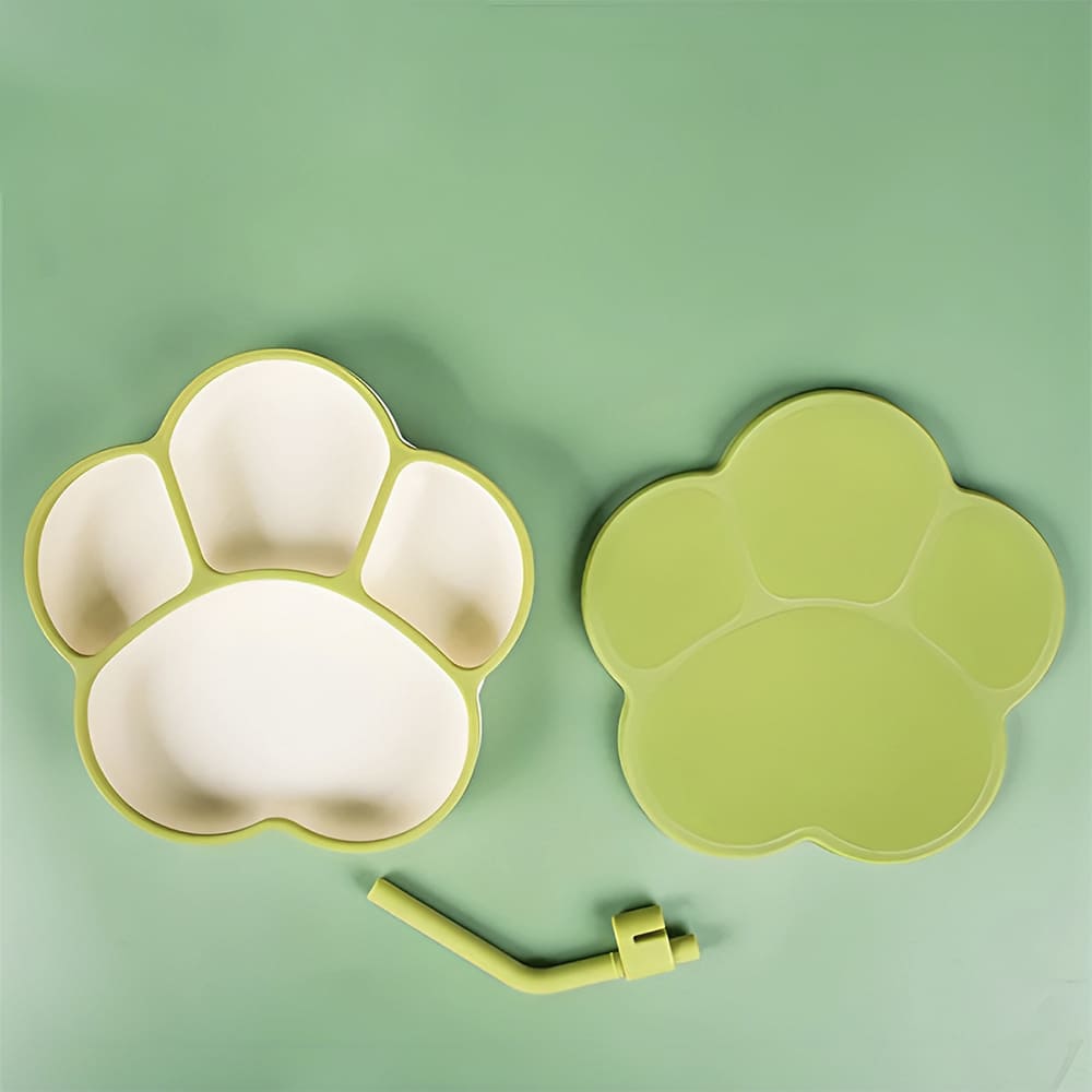 Infants and Toddlers Food Grade Silicone Feeding Plate - BPA-Free Materials, Slip Resistant Plate for Kids - Green