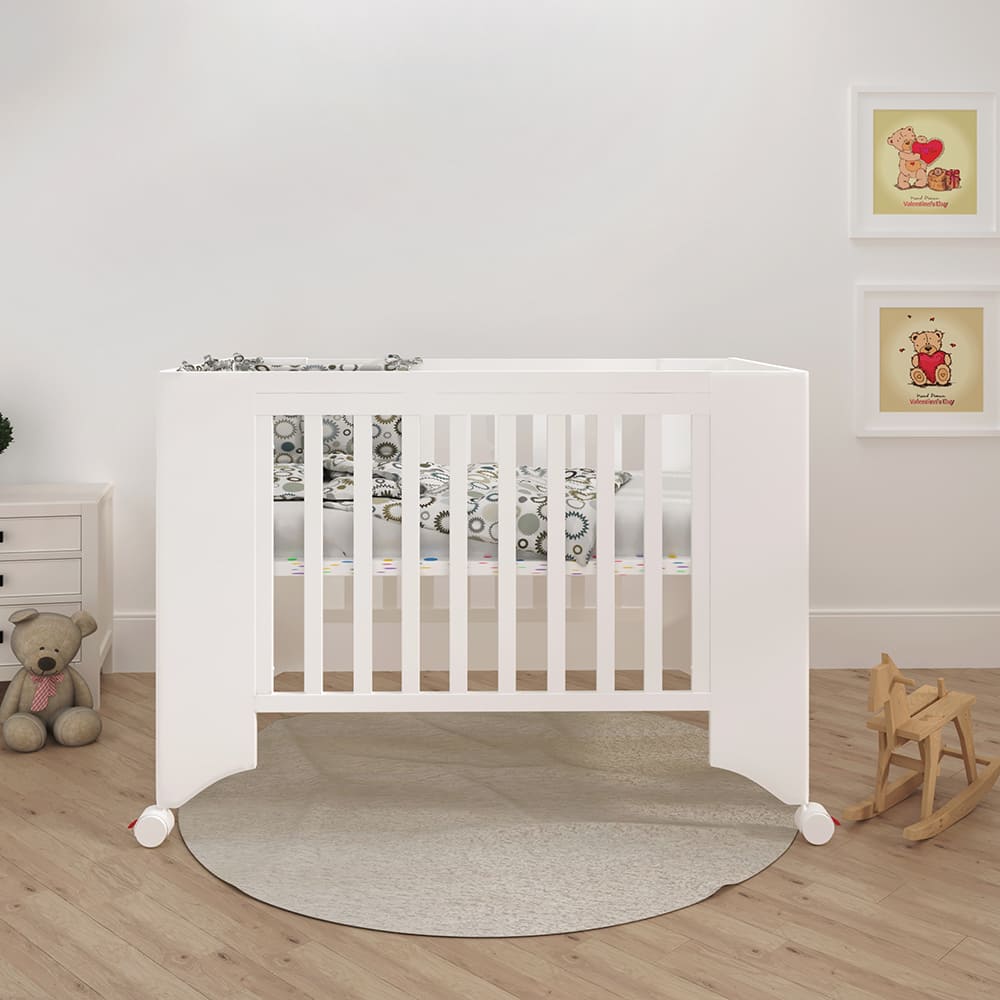 StarAndDaisy Premium Vegas Wooden Cot Crib Bed for Baby with Mattress, Mosquito Net & Adjustable Stand