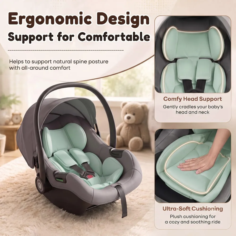 ergonomic design baby carry cot and car seat green