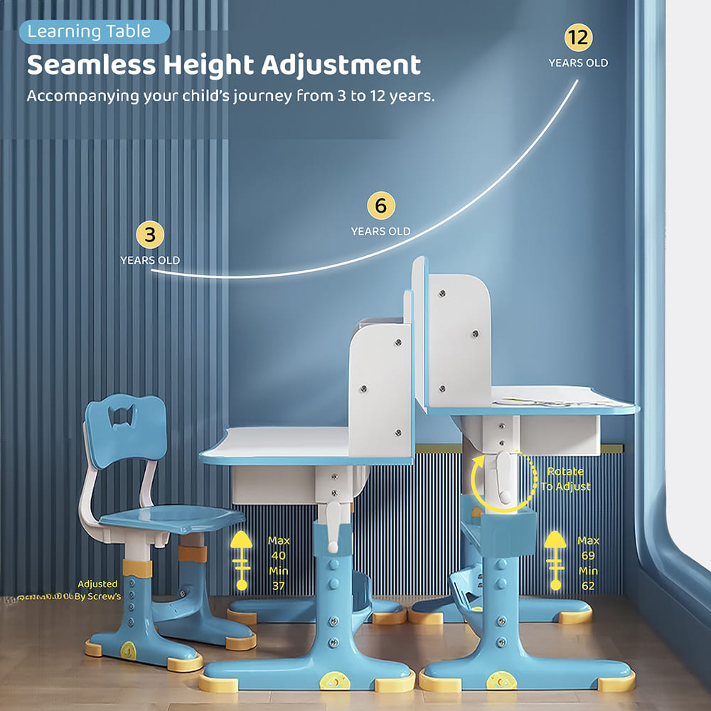 Kids Study Table with Adjustable Heights