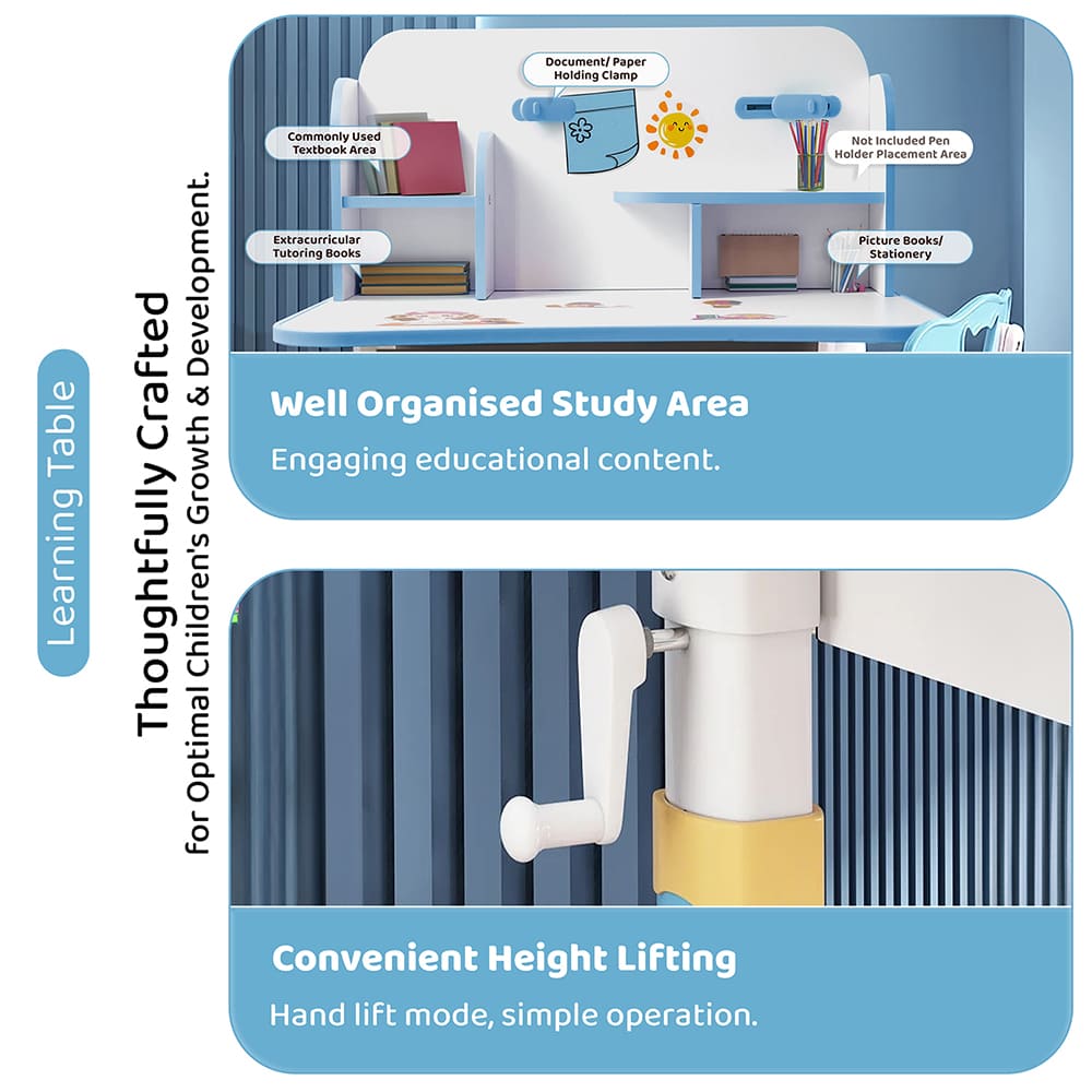 Kids Study Table with Adjustable Hight and Storage Cabinets