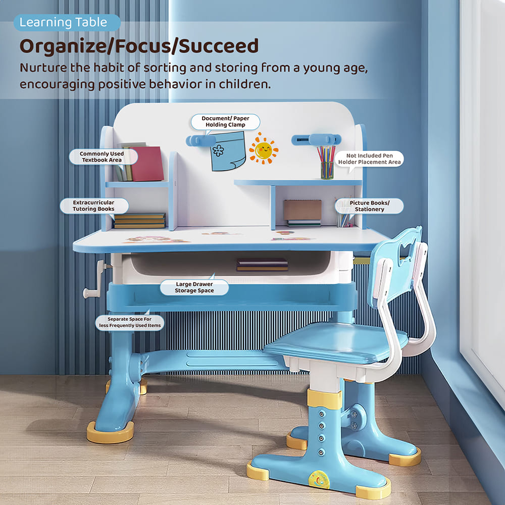 Kids Study Table with Storage Self and Book Holder
