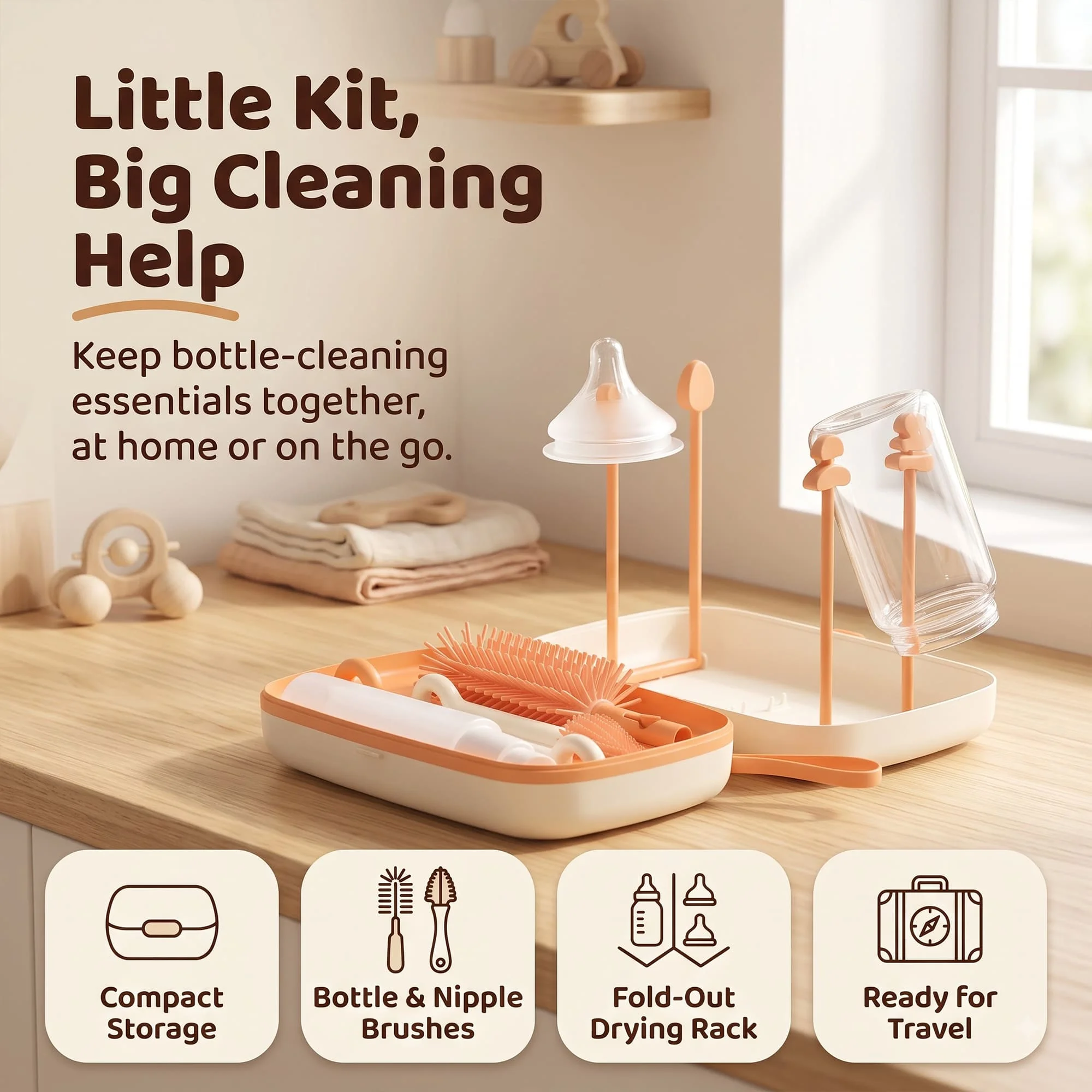orange bottle cleaning brush