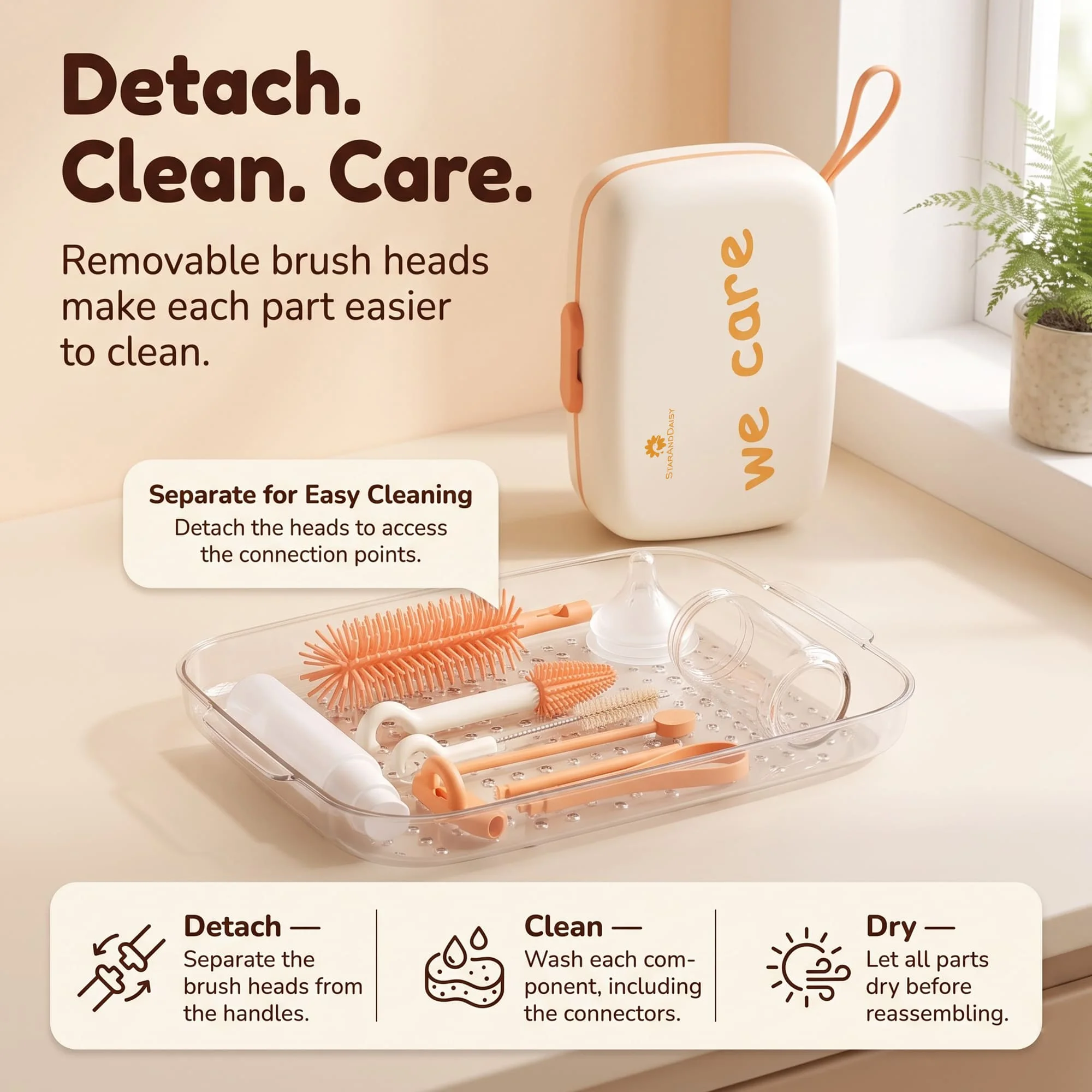 orange bottle cleaning brush
