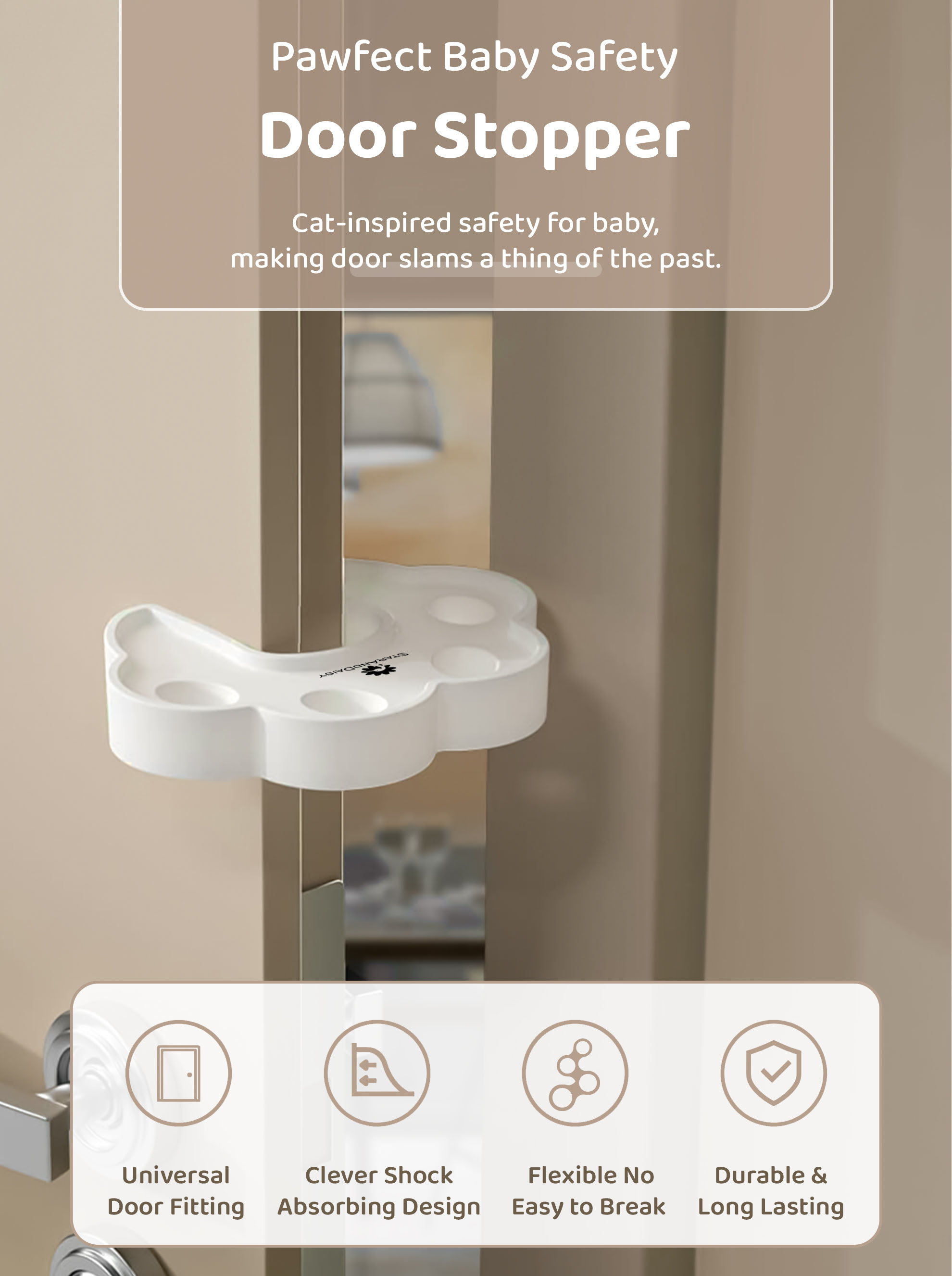 baby safety cat paw door stopper