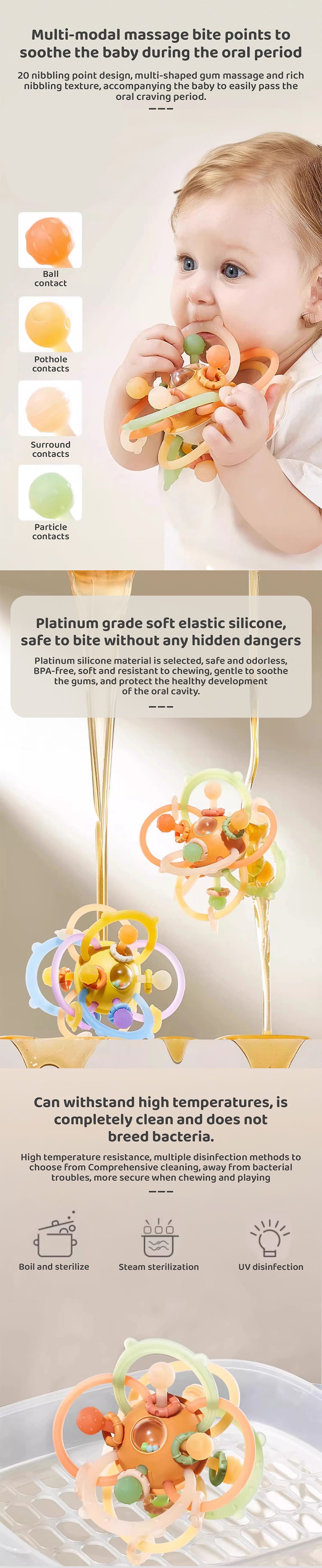 Silicone Baby Teether Rattle Teething Toys