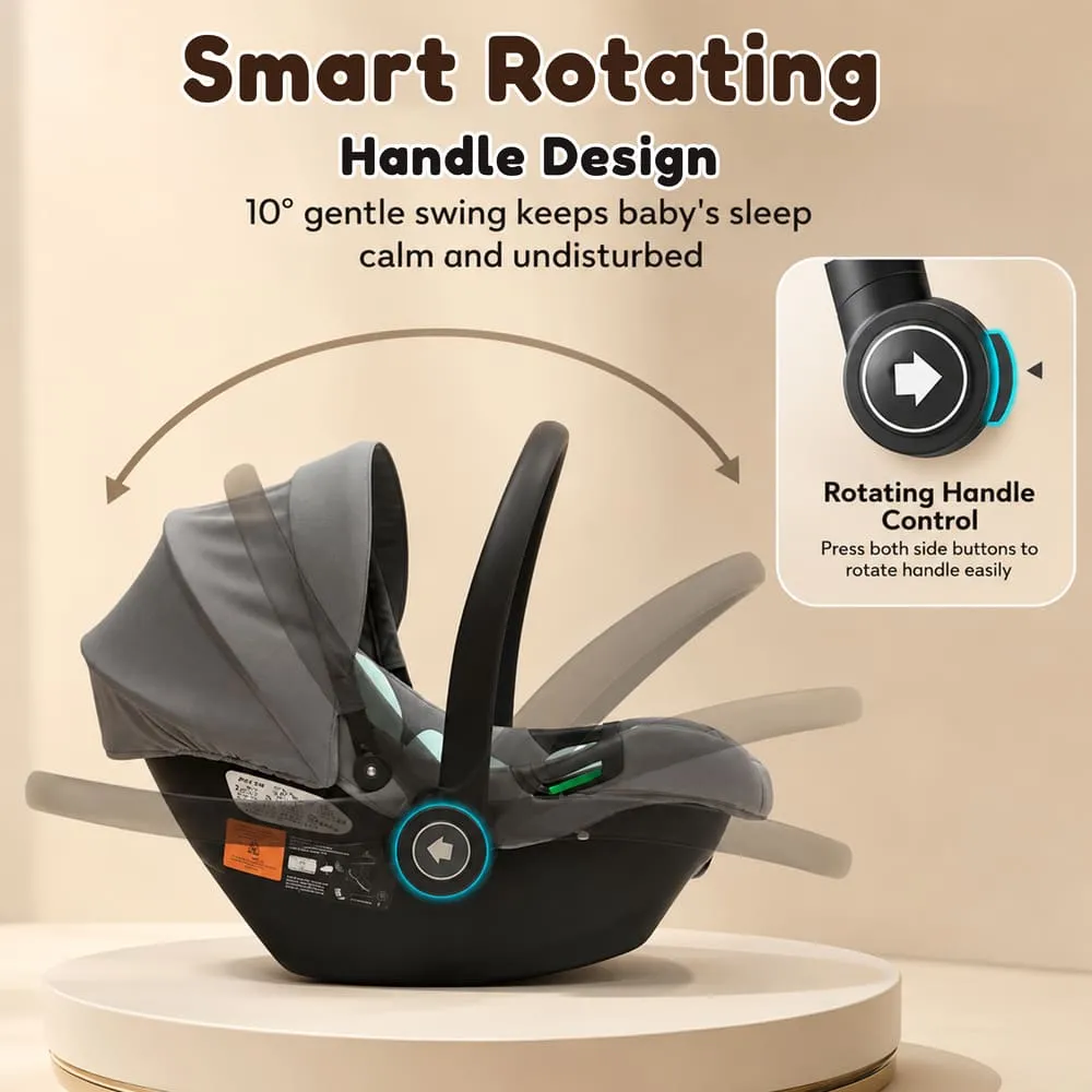smart rotating baby carry cot and car seat green