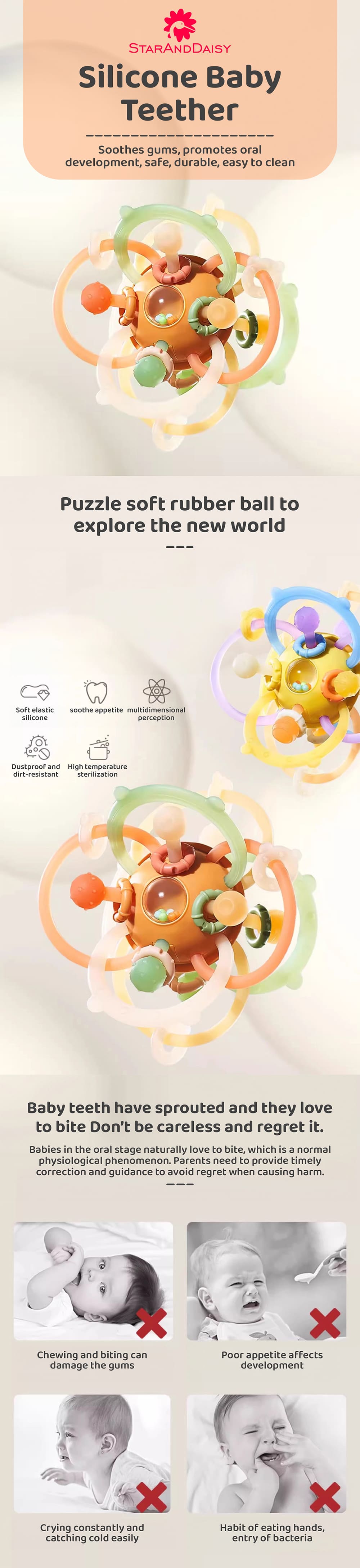 Soft Silicone Teething Toys for Baby