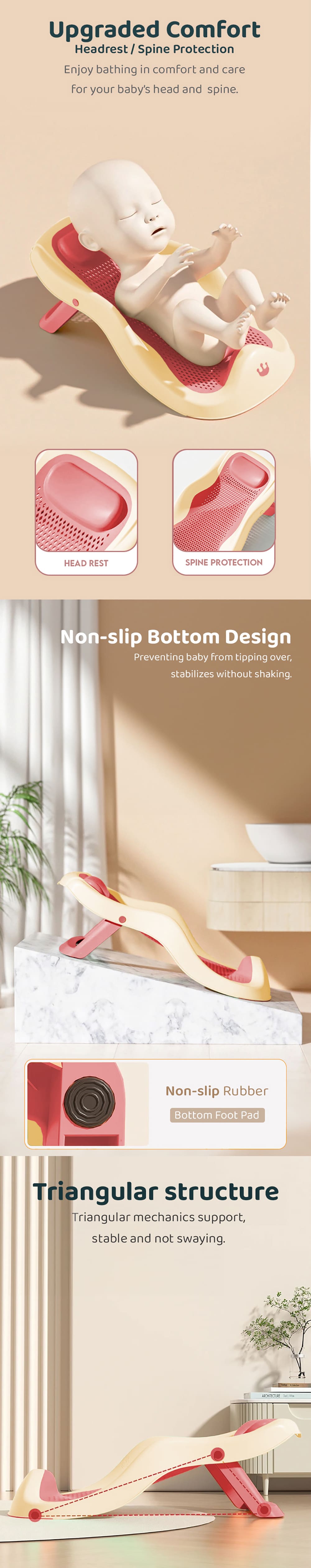 Upgraded Baby Bather Sat with Spin and Headrest Support for Babies