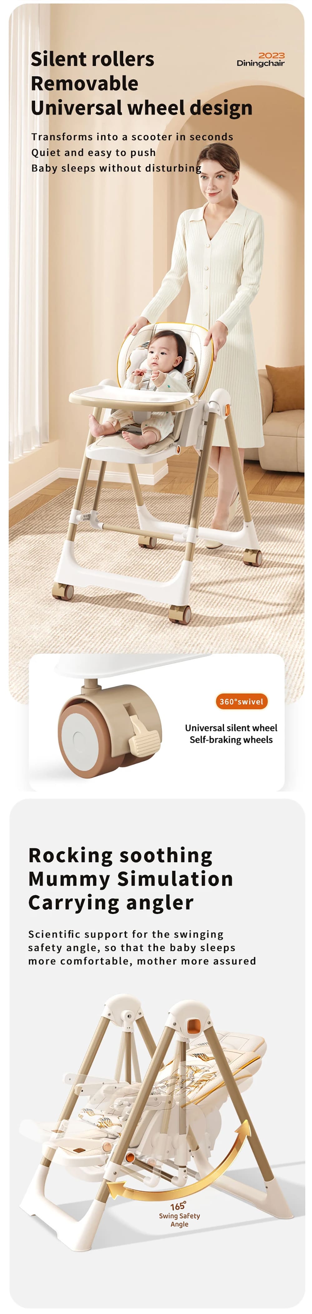 Upgraded Baby Dining Chair Convert into Rocking