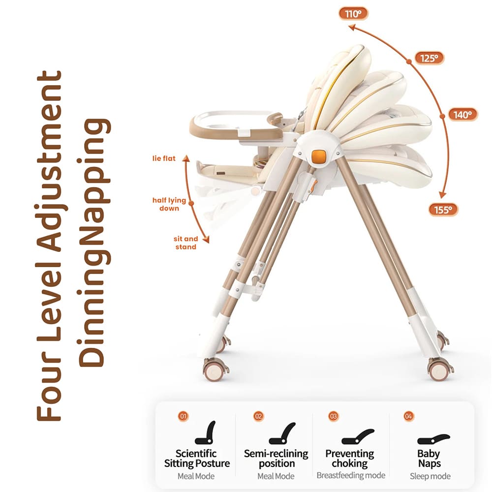 upgraded High Chair with 4 level Adjustment Backrest