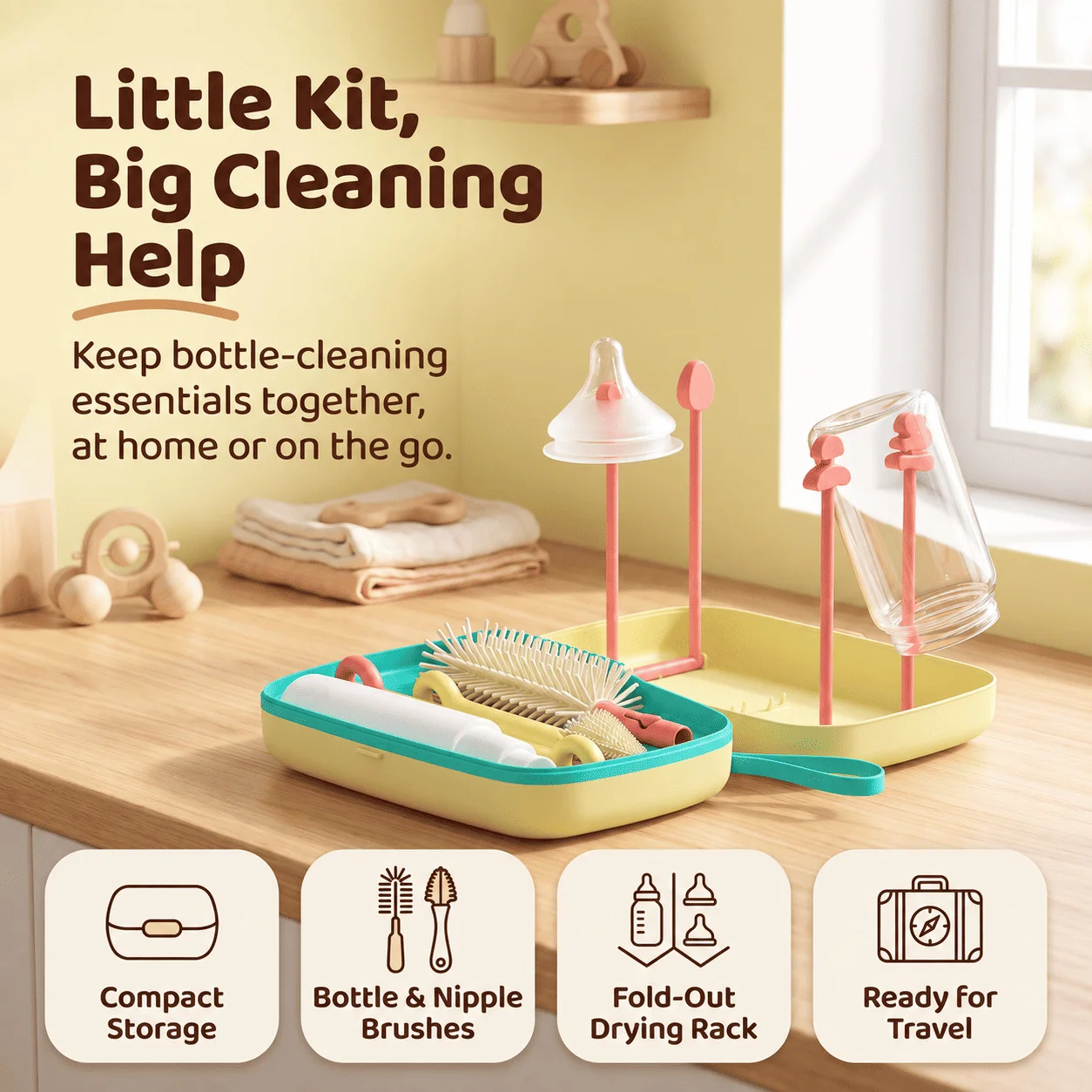 yellow bottle cleaning brush