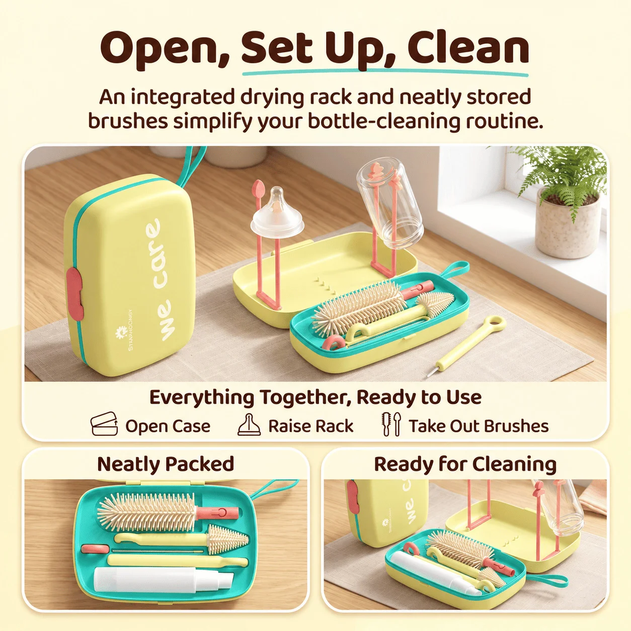 yellow bottle cleaning brush
