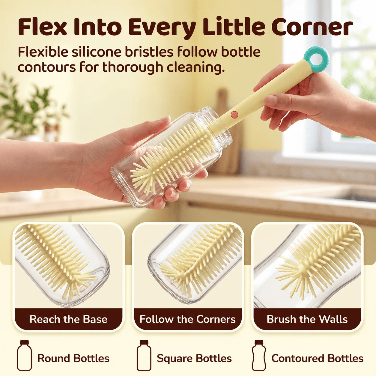 yellow bottle cleaning brush