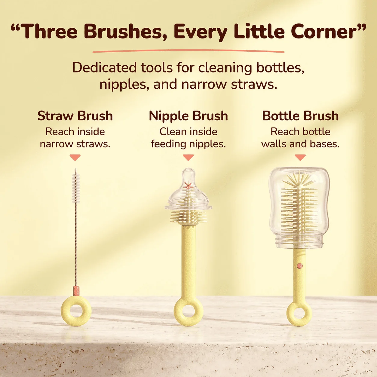 yellow bottle cleaning brush