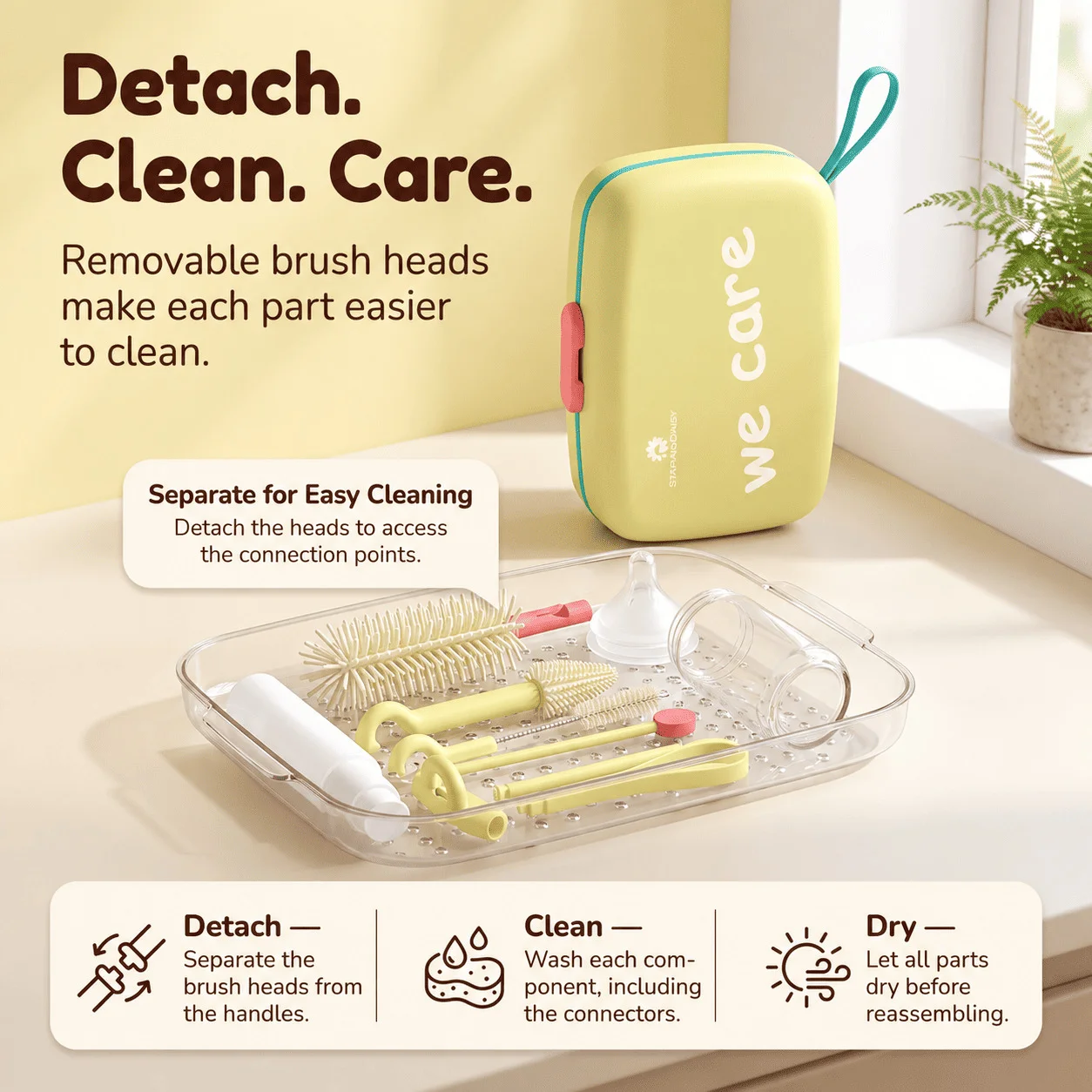 yellow bottle cleaning brush