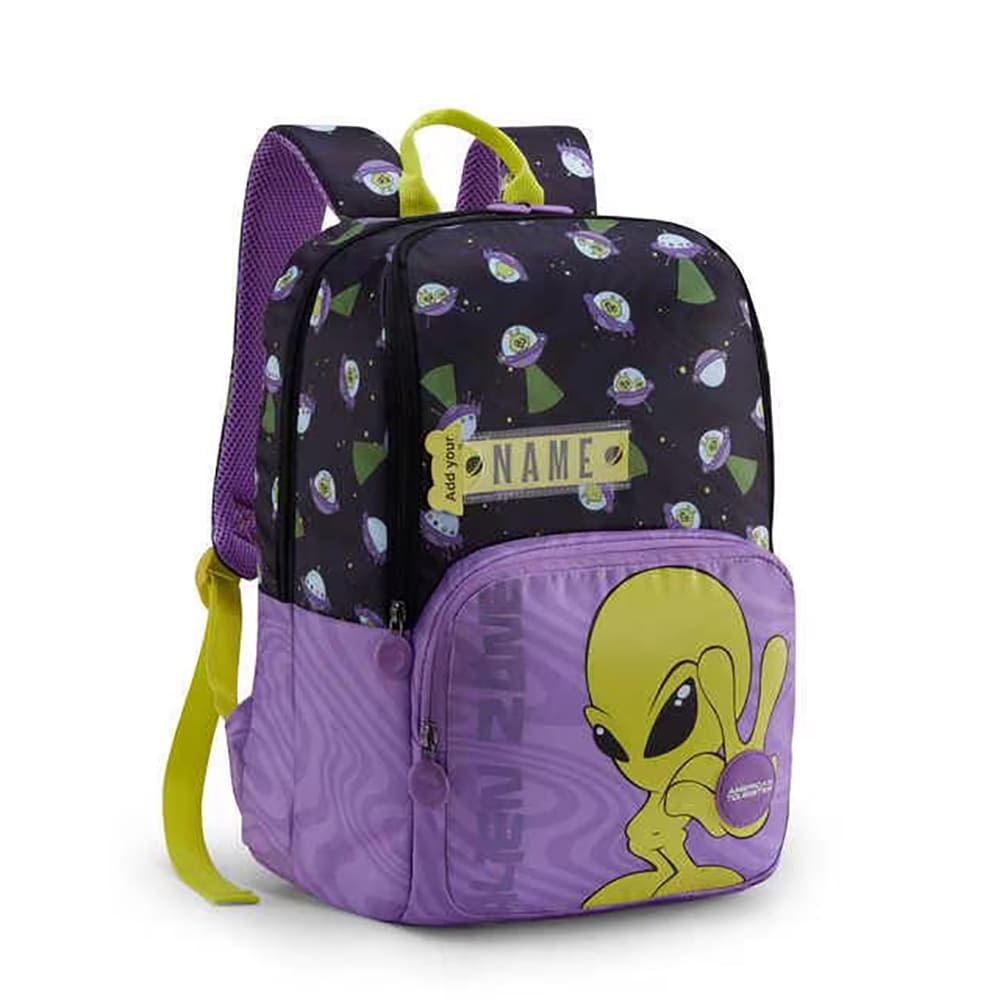 American Tourister  Stylish Kids School Bag With Polyester Fabric, Multiple Organizational Pockets 15 Ltrs - Diddle 3.0 Alien Black