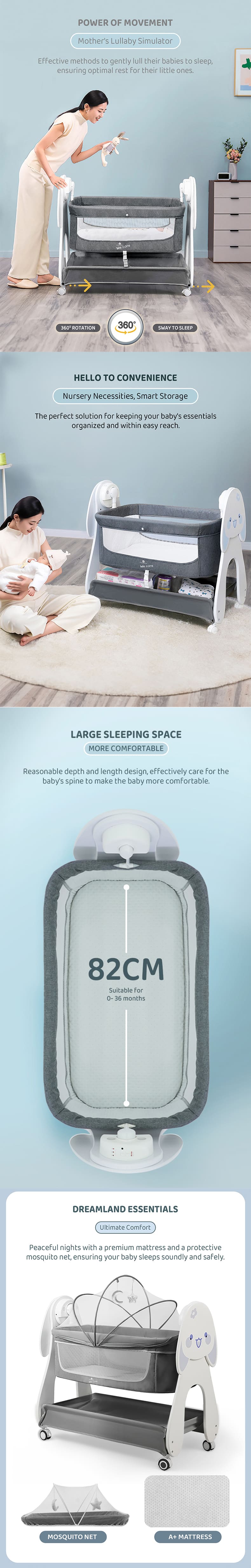 Electric Crib with Adjustable Speed