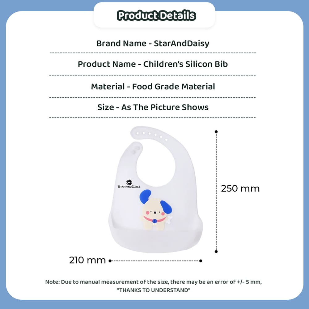 Soft Silicone Bibs for Toddler, Waterproof Feeding Bib dimension and specification