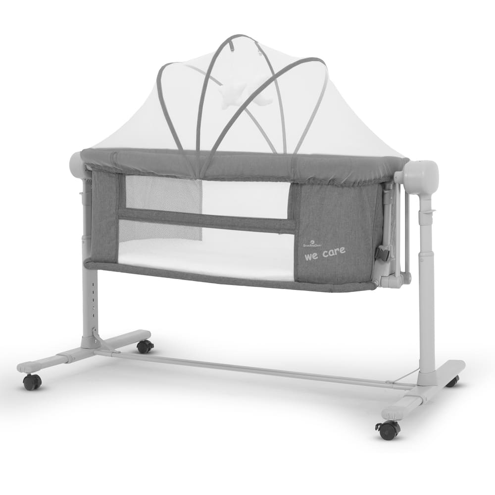 StarAndDaisy Portable Baby Crib Cradle, Baby Bedside Bassinet with Height Adjustments, Detachable and Mosquito Net - Grey