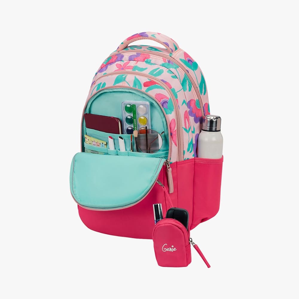 Genie Violet Trendy Children's School Bag, Water Resistant and Lightweight Bags with Adjustable Padded Shoulder Straps - Beige