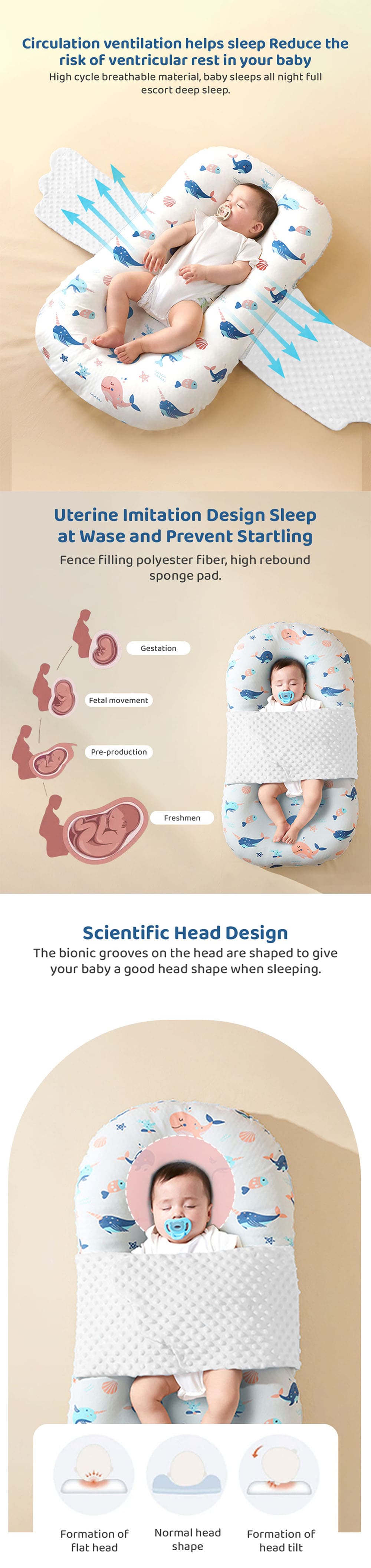 Baby Lounger Nest Bed with Breathable Febric