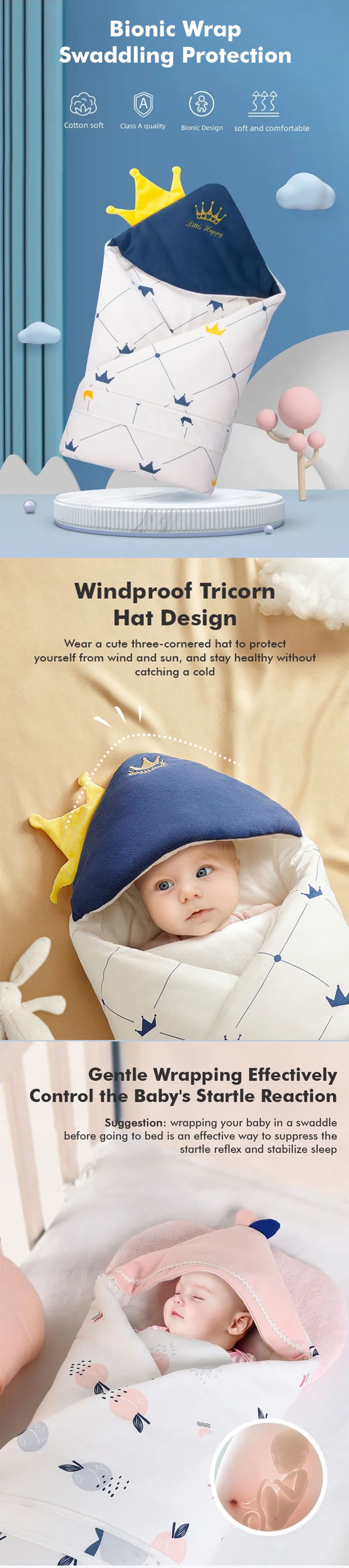 Baby Wrap Swaddle Blankets with Hood