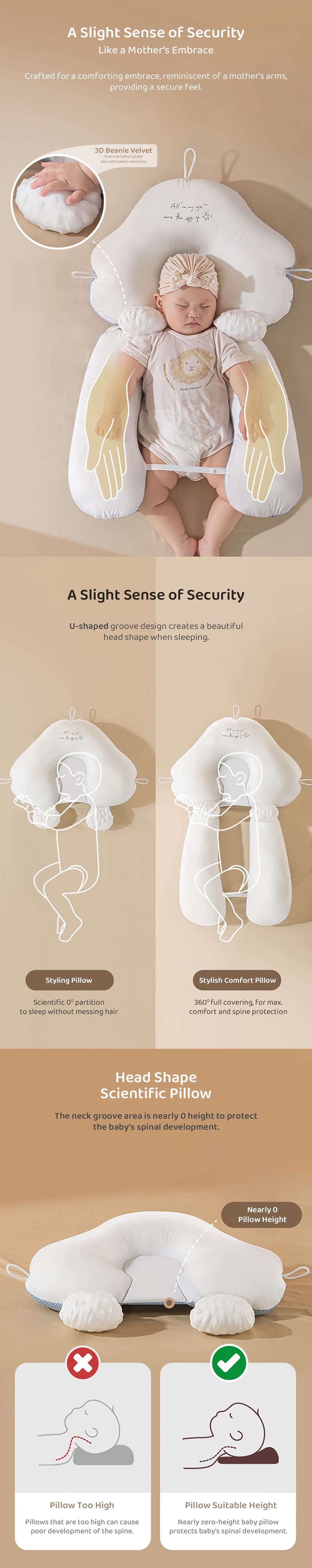 Breathable Cotton Baby Huggable Pillow Made of Febric