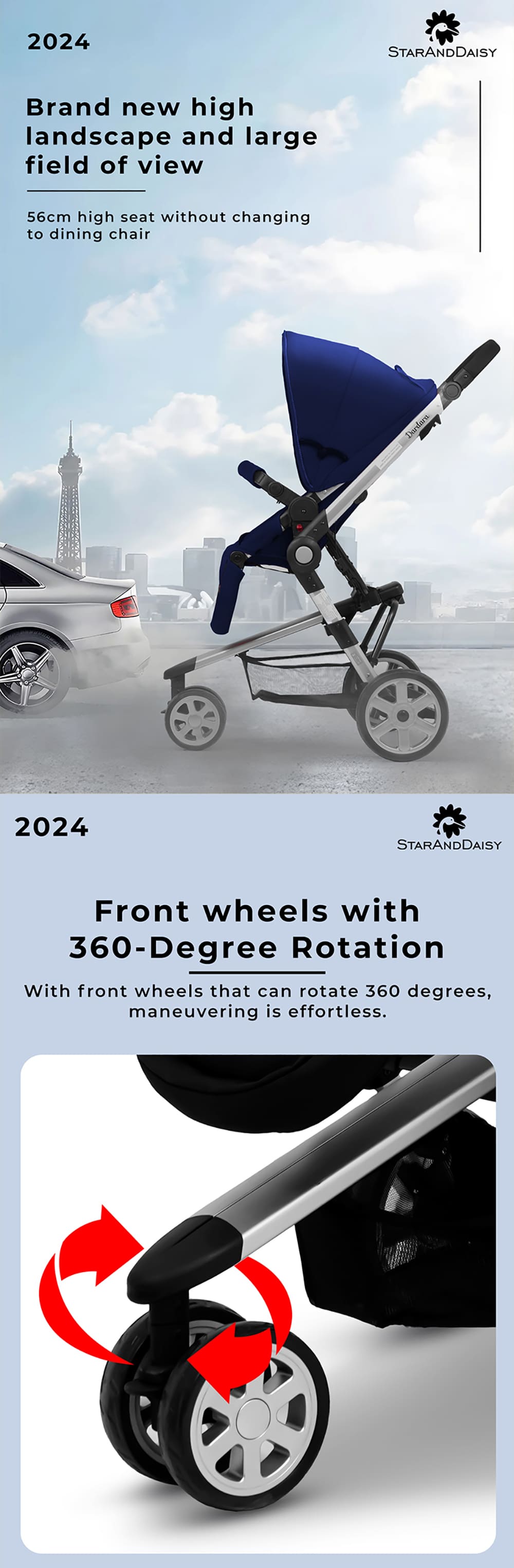 Baby Stroller with High View Seating