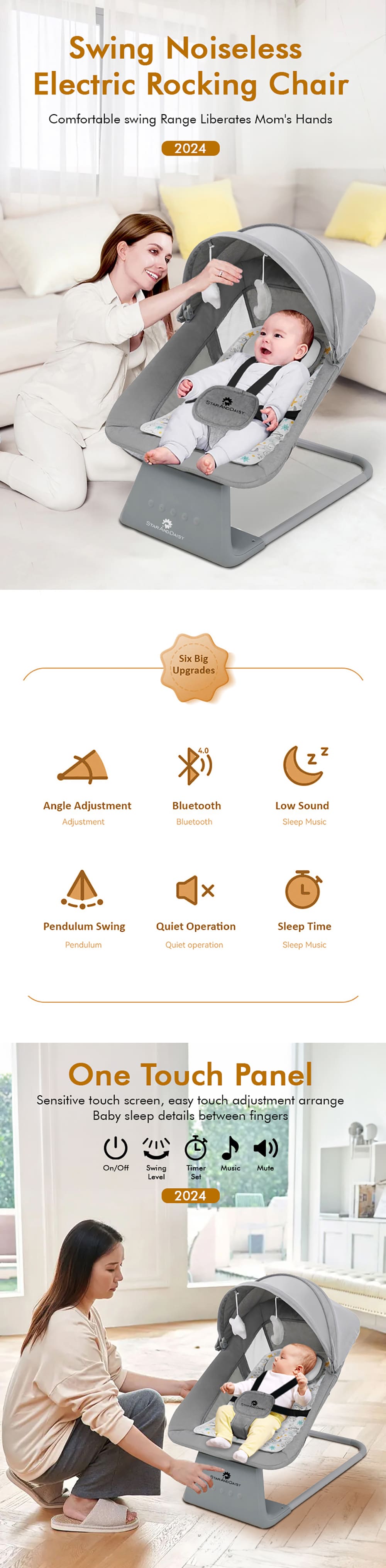 Electric Baby Cradle with One Touch Panel