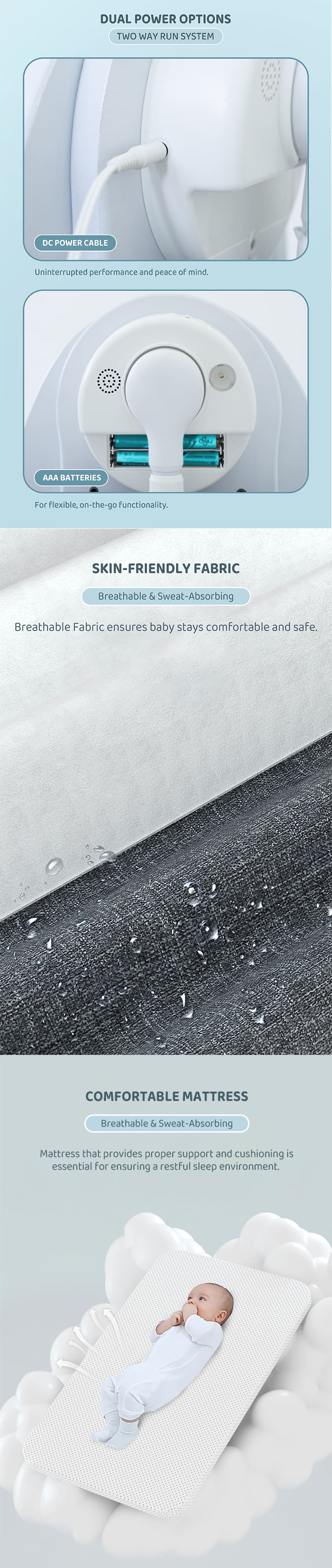 Electric Baby Crib with Comfortable Mattress