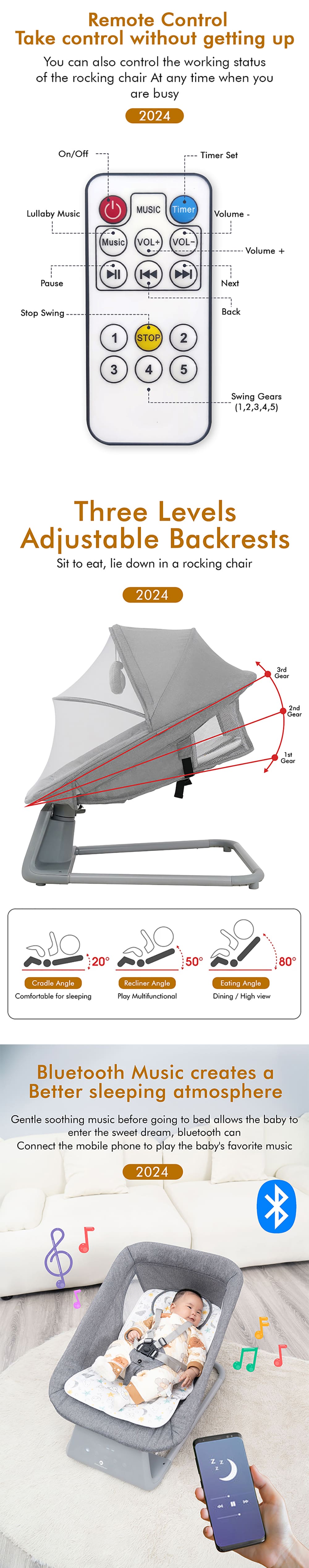 Electric Baby Rocker with Mosquito Net