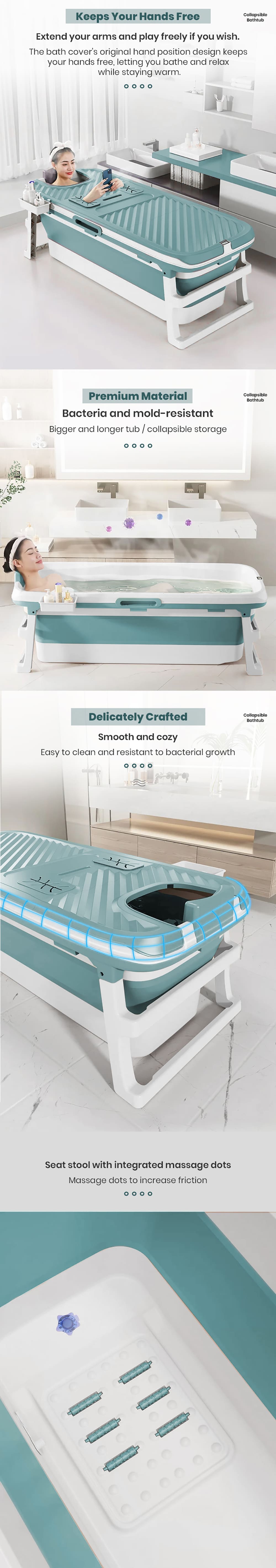 Foldable Bathtub with Adjustable Height