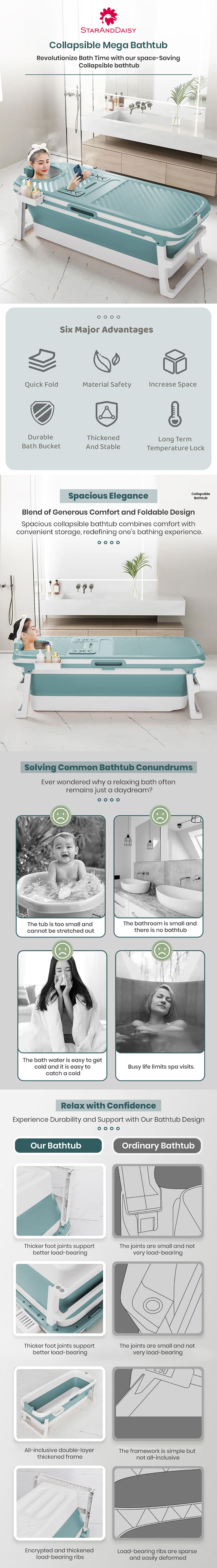 Foldable Mega Bath Tub for Small Space