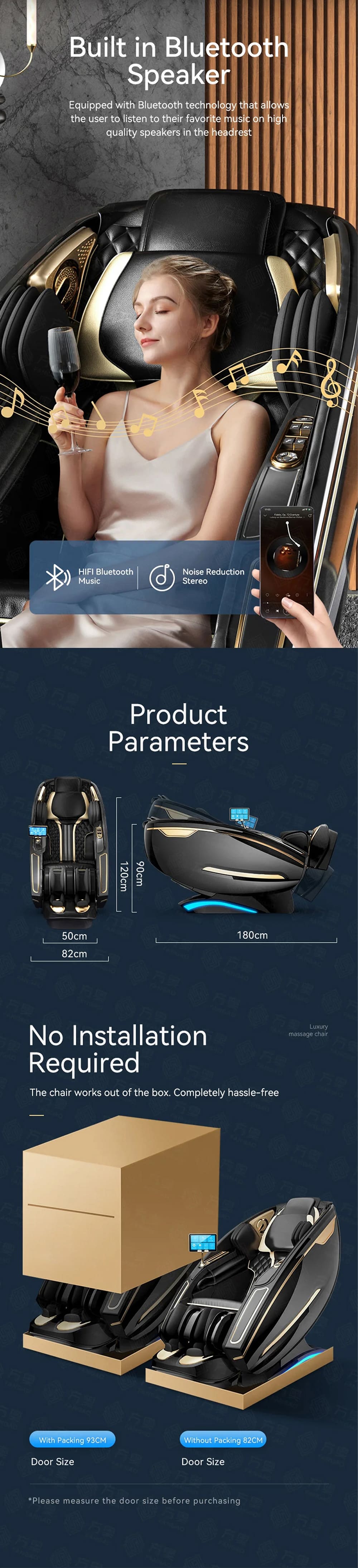 Full Body Massage Chair with Bluetooth Speaker