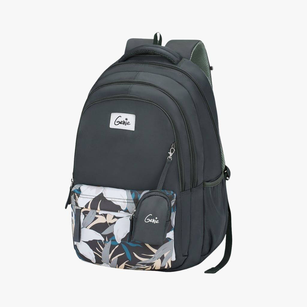 Genie Rosemary Backpack with 3 Compartments, Hands-free Convenience, Eye-Catching Patterns, and Laptop Sleeve - Charcoal Black