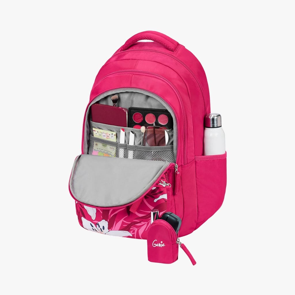 Genie Nautical Plus 36L Backpack for Girls with Premium Fabric, Dedicated Laptop Sleeve and Easy Access Pockets - Pink