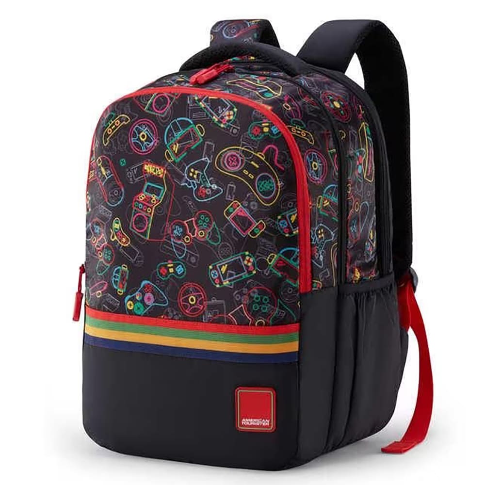 American Tourister Polyester Children's Backpack, 2 Compartment, 31 liters Capacity, Waterproof Bags - Pazzo 3.0 Gamer Black