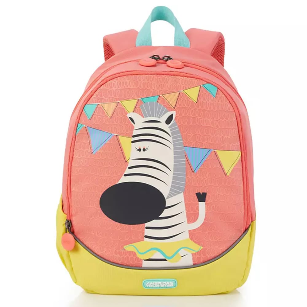 American Tourister Animal Print Kids School Bag With Polyester Fabric, 2 Organizational Pockets 15 Ltrs - Zoodle 3.0 Zebra Orange