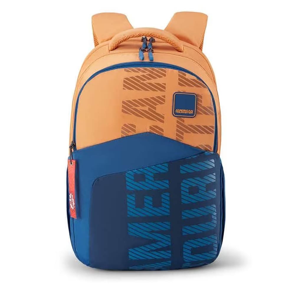 American Tourister Casual Stylish & Trendy School Bags, 29.5 Ltr, 3 Compartments, Waterproof Printed Backpack - Sest 3.0 Mustard