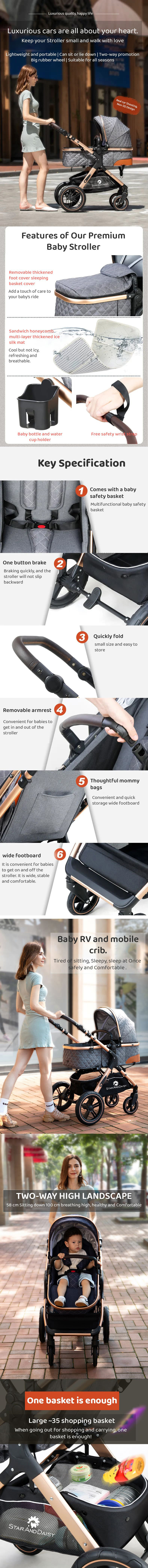 Travel Friendly Luxury Baby Stroller Pram for Kids