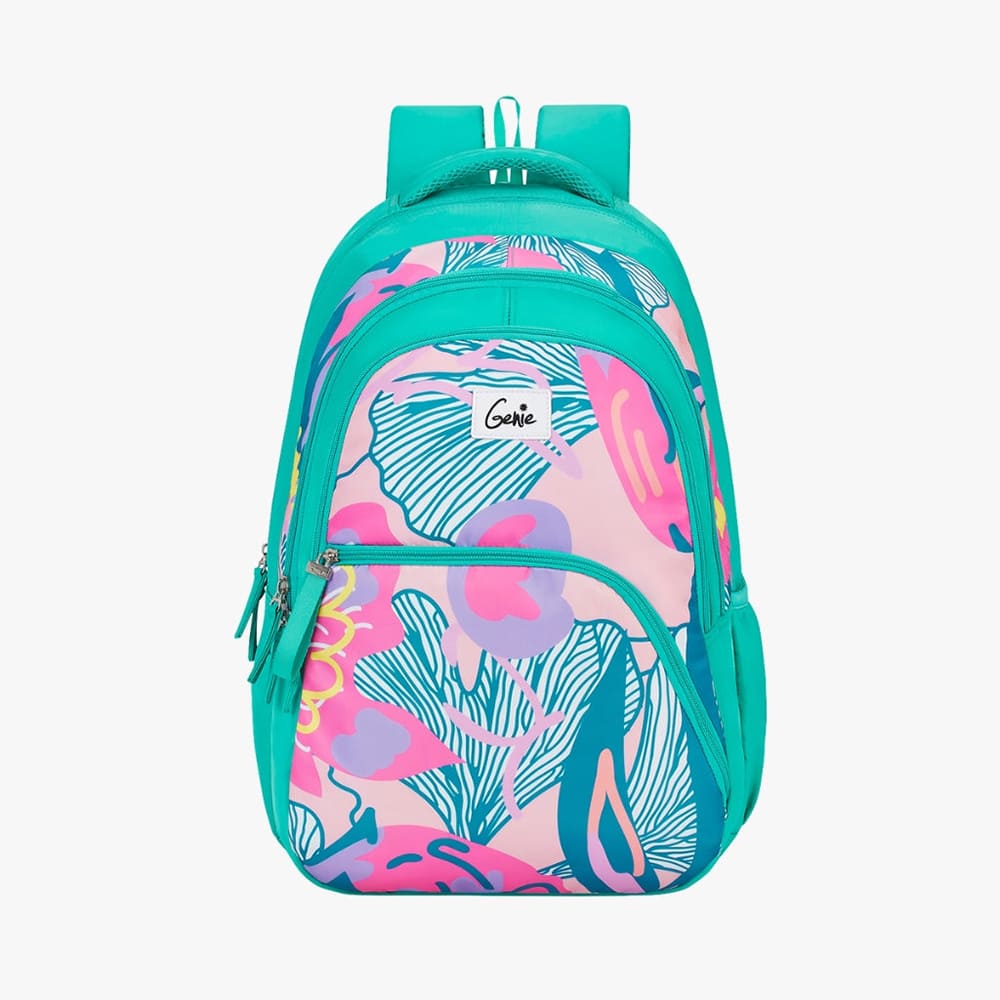 Genie Paradise 36L Backpack for School With Rain cover, Water Resistance, and Extra Padding Shoulder Straps - Teal