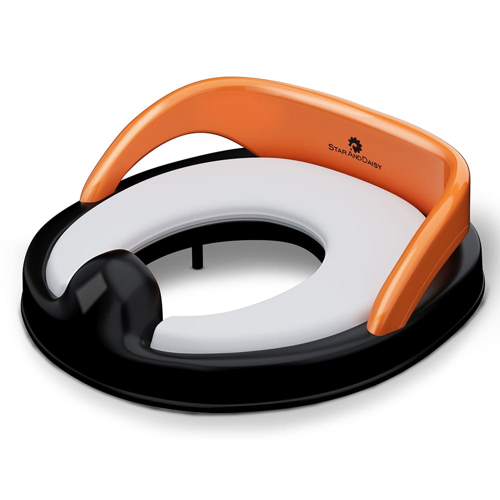 Baby Potty Training Toilet Seat, Anti-Slip Potty Training Seat, Portable Potty for Toddler Travel, Toddler Toilet - Orange & Black